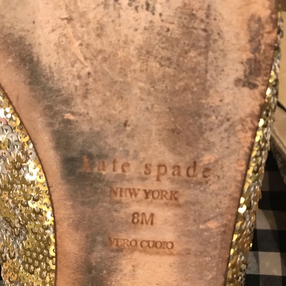 Kate Spade Glitter Gold/Silver Flats. GUC. Sz. 8 - Picture 9 of 9